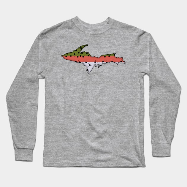 UP Michigan Trout Long Sleeve T-Shirt by somekindofguru